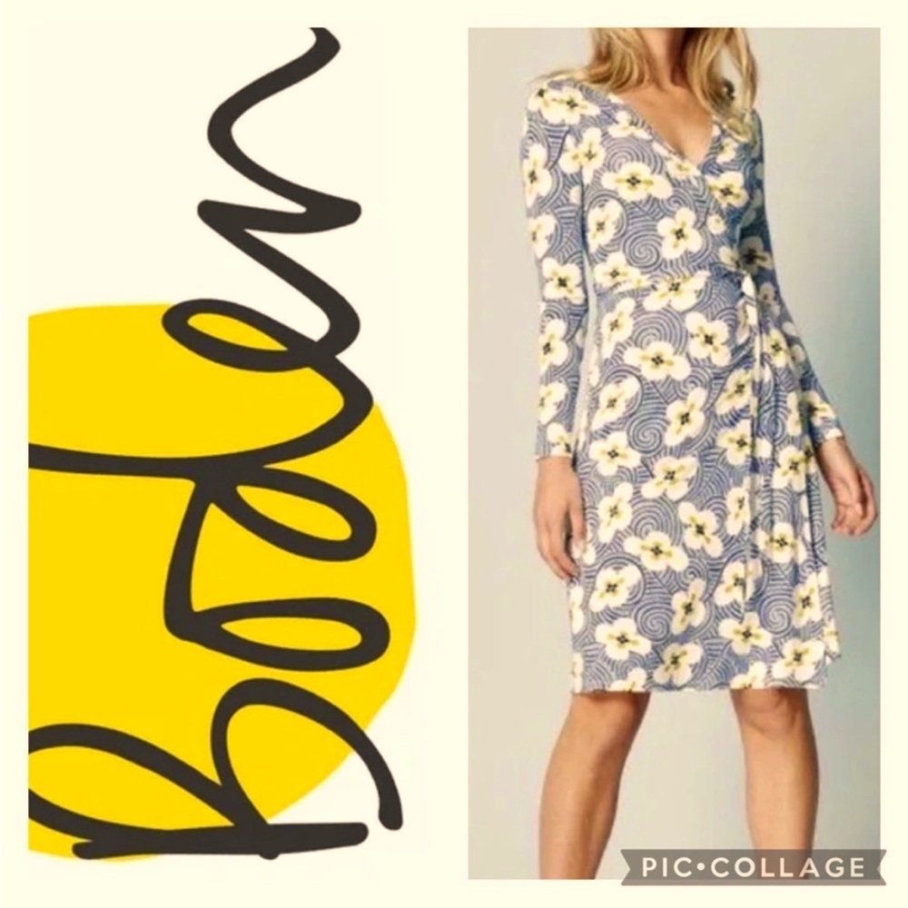 Boden Floral Knit True Wrap Dress sz 16 US